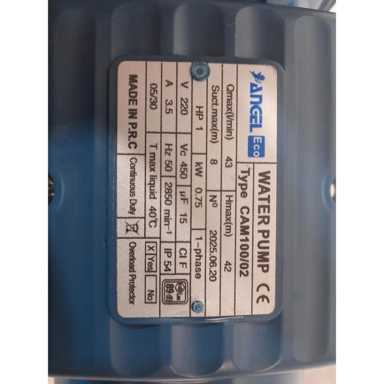 پمپ آب یک اسب بشقابی پروانه استیل، 29 متر، مدل CM100/02 ECO برند آنجل