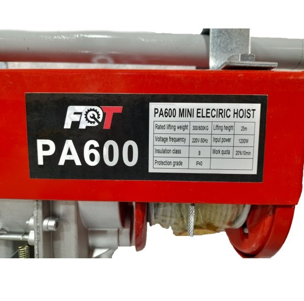 وینچ برقی کارگاهی اف پی تی FPT مدل PA600 طول 25 متر